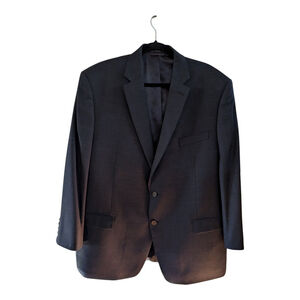 Lauren Ralph Lauren Men Size 46R Suit Jacket Navy Blue Subtle Plaid Wool Career